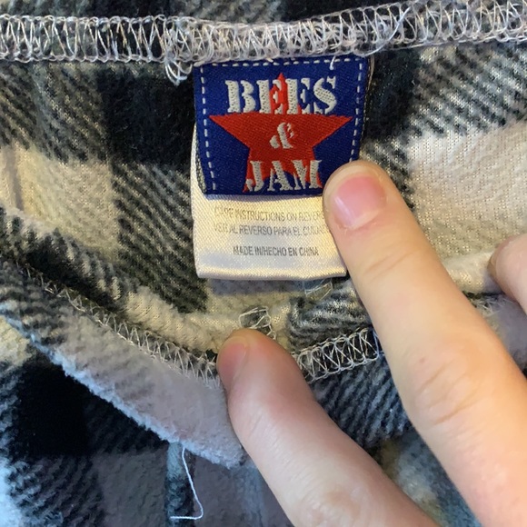 Bees & Jam Boys Size 10/12 Plaid fuzzy sweatpants - Picture 3 of 5